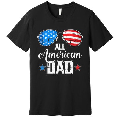 All american dad US flag sunglasses for matching 4th of July Premium T-Shirt