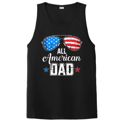 All american dad US flag sunglasses for matching 4th of July PosiCharge Competitor Tank