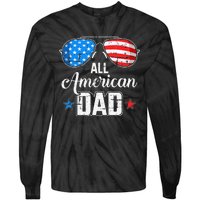 All american dad US flag sunglasses for matching 4th of July Tie-Dye Long Sleeve Shirt