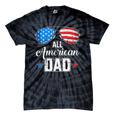 All american dad US flag sunglasses for matching 4th of July Tie-Dye T-Shirt