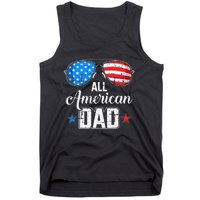 All american dad US flag sunglasses for matching 4th of July Tank Top