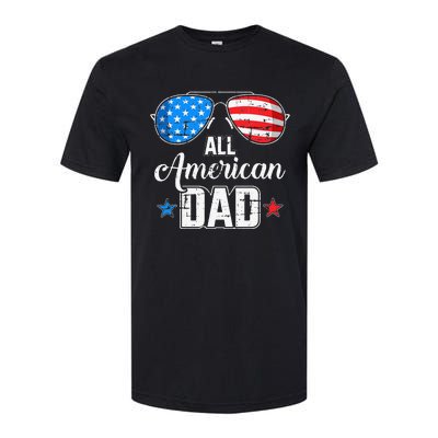 All american dad US flag sunglasses for matching 4th of July Softstyle CVC T-Shirt