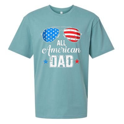 All american dad US flag sunglasses for matching 4th of July Sueded Cloud Jersey T-Shirt