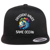 Autism Awareness Different Waves Same Ocean Surf Flat Bill Trucker Hat