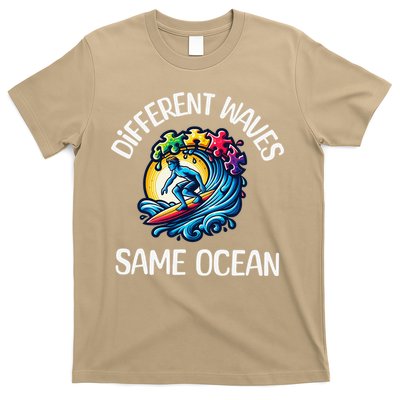 Autism Awareness Different Waves Same Ocean Surf T-Shirt