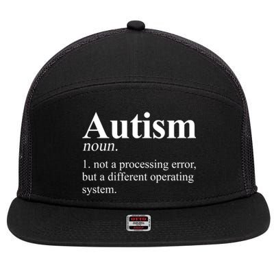 Autism Awareness Definition Gift 7 Panel Mesh Trucker Snapback Hat