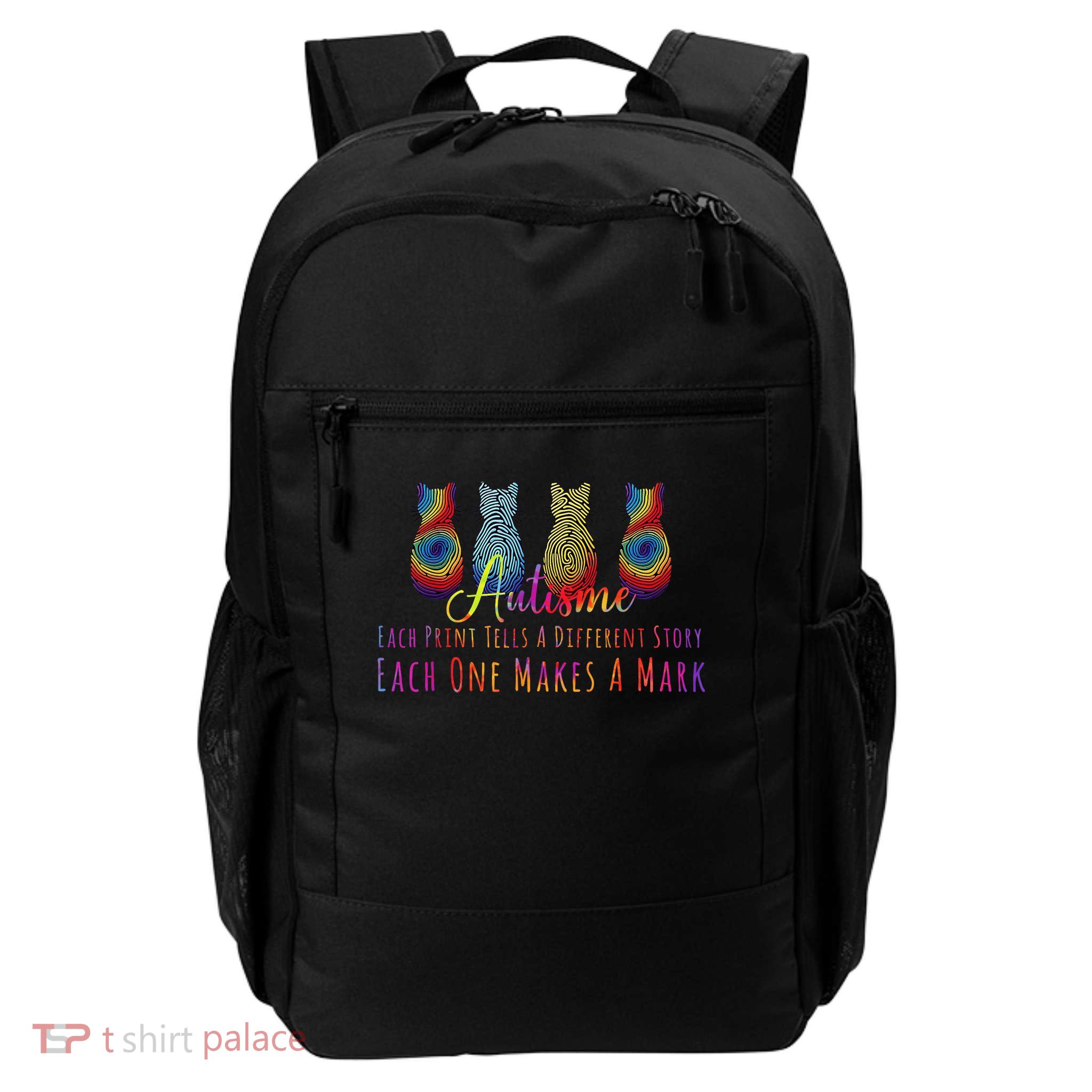 Autism Awareness Day Cats Each Print Tells A Different Story Daily Commute Backpack