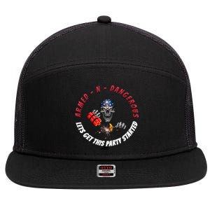 Armed And Dangerous 7 Panel Mesh Trucker Snapback Hat