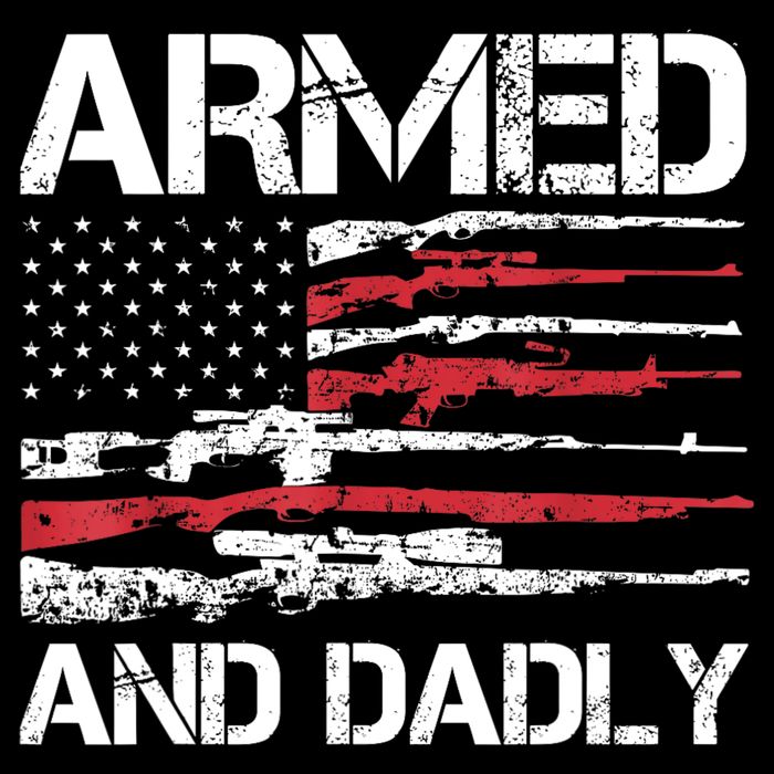 Armed And Dadly Funny Deadly Father For Fathers Day USA Flag 16 in Basic Backpack