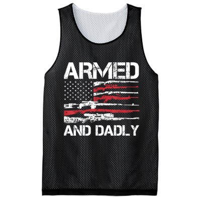 Armed And Dadly Funny Deadly Father For Fathers Day USA Flag Mesh Reversible Basketball Jersey Tank