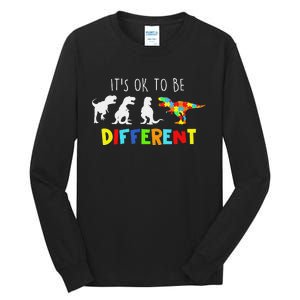 Autism Awareness Dinosaur Kid Boys Its Ok To Be Different Tall Long Sleeve T-Shirt