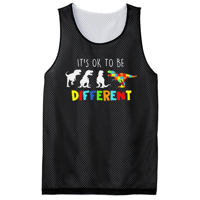 Autism Awareness Dinosaur Kid Boys Its Ok To Be Different Mesh Reversible Basketball Jersey Tank