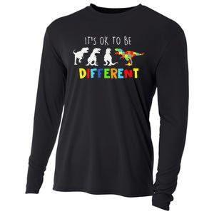 Autism Awareness Dinosaur Kid Boys Its Ok To Be Different Cooling Performance Long Sleeve Crew