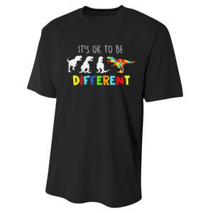 Autism Awareness Dinosaur Kid Boys Its Ok To Be Different Performance Sprint T-Shirt