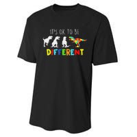 Autism Awareness Dinosaur Kid Boys Its Ok To Be Different Performance Sprint T-Shirt