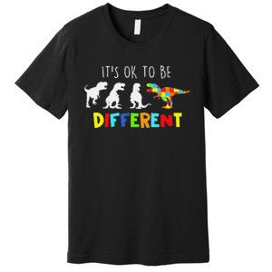 Autism Awareness Dinosaur Kid Boys Its Ok To Be Different Premium T-Shirt