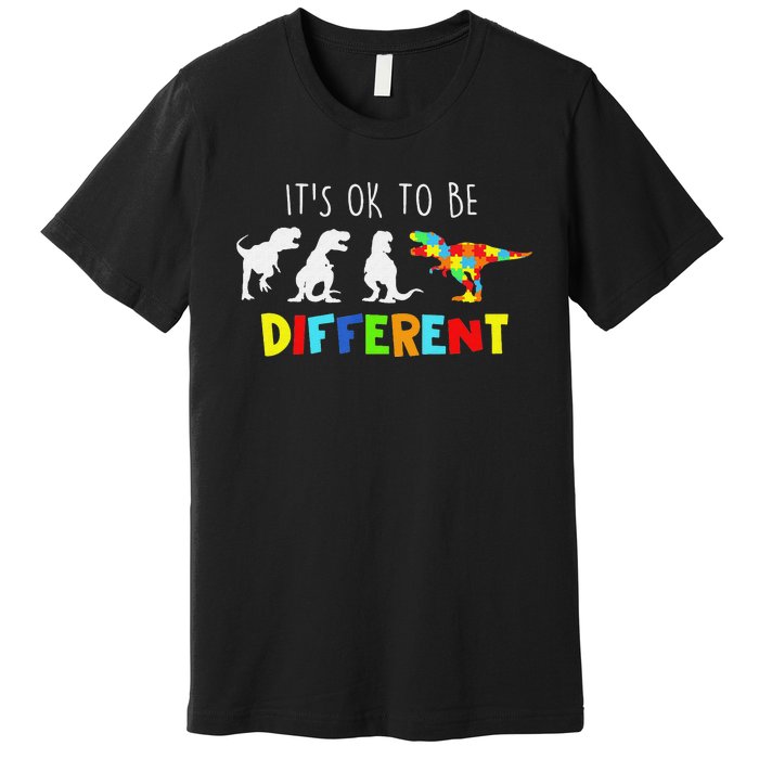 Autism Awareness Dinosaur Kid Boys Its Ok To Be Different Premium T-Shirt