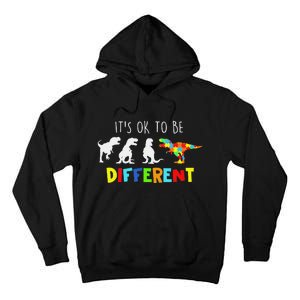 Autism Awareness Dinosaur Kid Boys Its Ok To Be Different Tall Hoodie