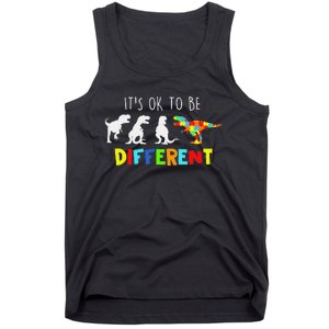 Autism Awareness Dinosaur Kid Boys Its Ok To Be Different Tank Top