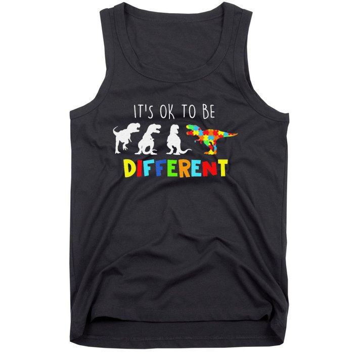 Autism Awareness Dinosaur Kid Boys Its Ok To Be Different Tank Top