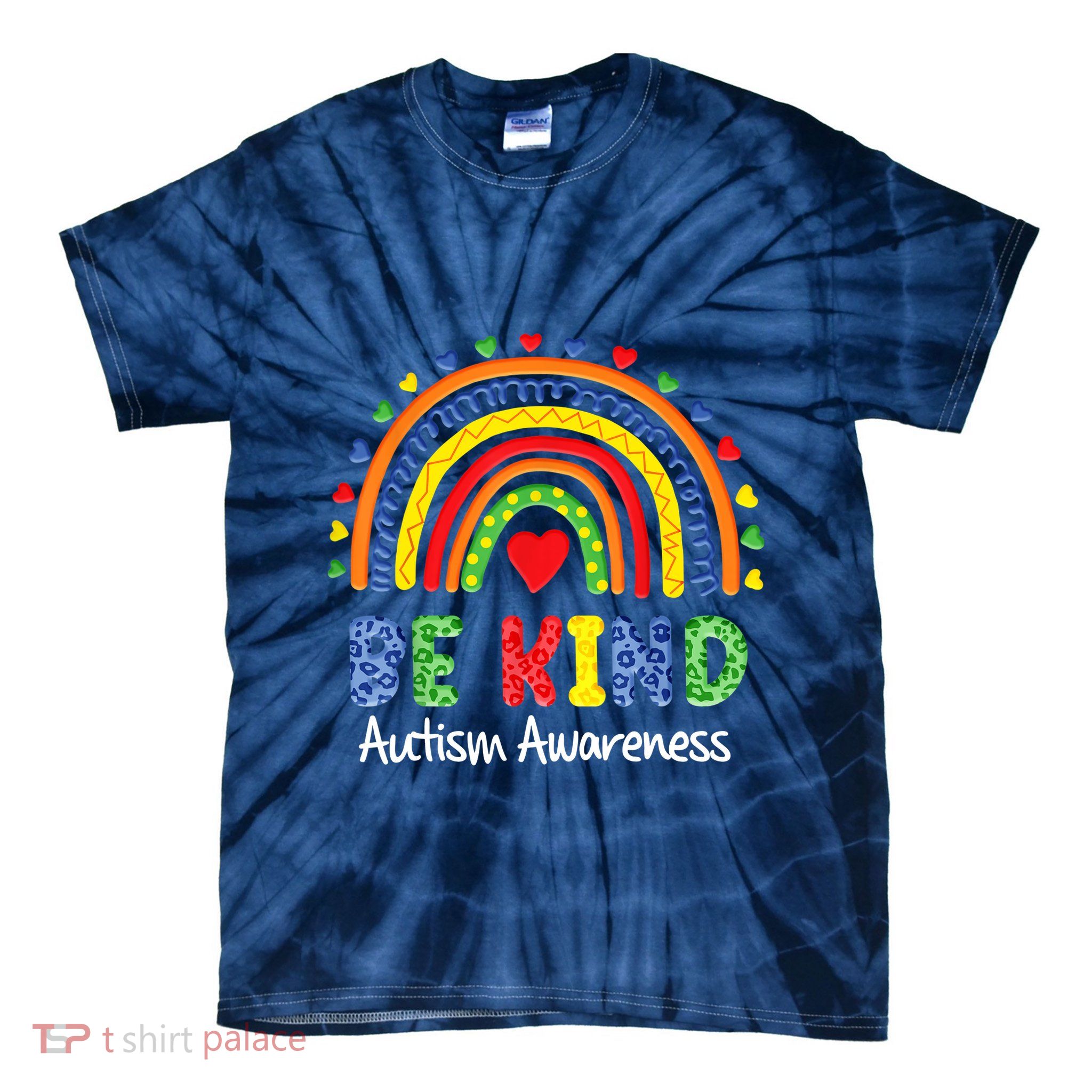 Autism Awareness Day Colorful Rainbow Be Kind Tie-Dye T-Shirt