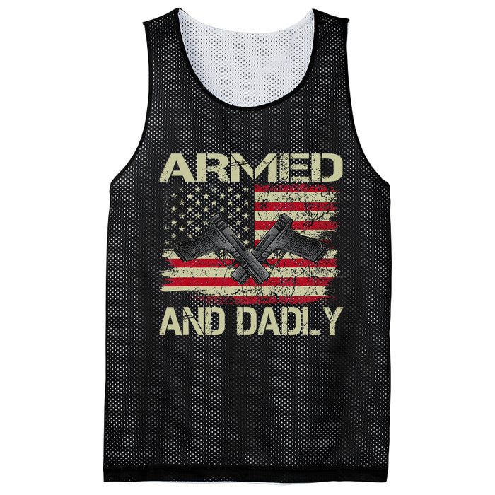 Armed And Dadly Funny Deadly Father For Father's Day Mesh Reversible Basketball Jersey Tank