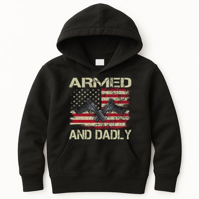 Armed And Dadly Funny Deadly Father For Father's Day Kids Hoodie