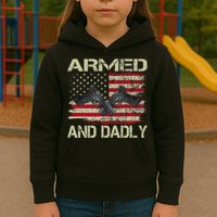 Armed And Dadly Funny Deadly Father For Father's Day Kids Hoodie