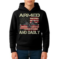 Armed And Dadly Funny Deadly Father For Father's Day Kids Hoodie