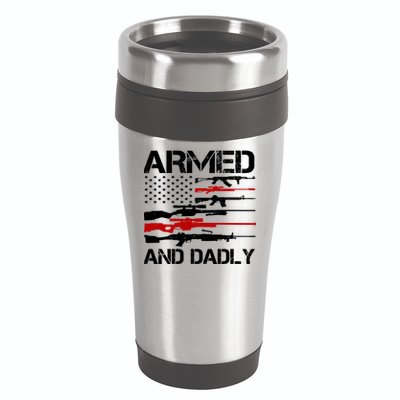 Armed And Dadly Usa Patriotic Fathers Day 16oz Travel Tumbler