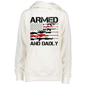 Armed And Dadly Usa Patriotic Fathers Day Womens Funnel Neck Pullover Hood