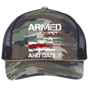 Armed And Dadly Usa Patriotic Fathers Day Retro Rope Trucker Hat Cap