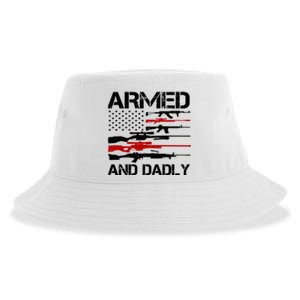 Armed And Dadly Usa Patriotic Fathers Day Sustainable Bucket Hat