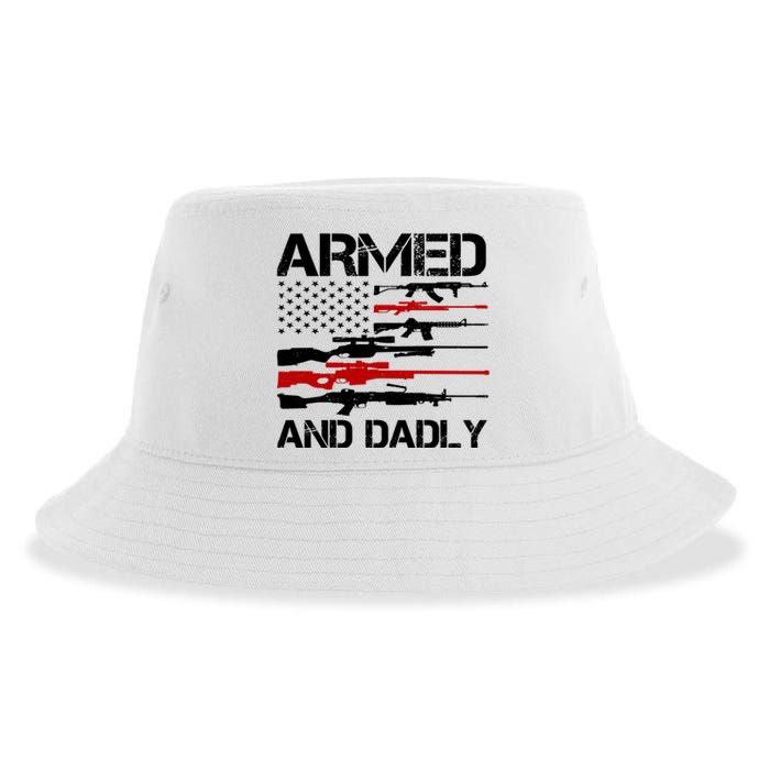 Armed And Dadly Usa Patriotic Fathers Day Sustainable Bucket Hat