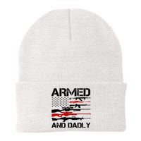 Armed And Dadly Usa Patriotic Fathers Day Knit Cap Winter Beanie