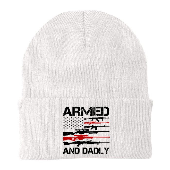 Armed And Dadly Usa Patriotic Fathers Day Knit Cap Winter Beanie