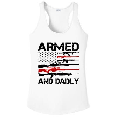 Armed And Dadly Usa Patriotic Fathers Day Ladies PosiCharge Competitor Racerback Tank