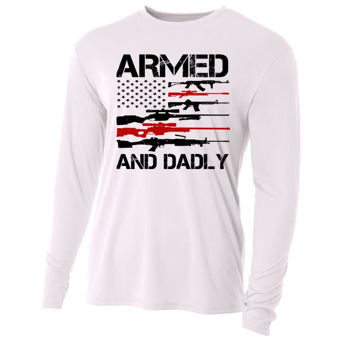 Armed And Dadly Usa Patriotic Fathers Day Cooling Performance Long Sleeve Crew