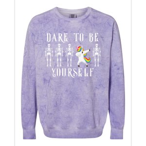 Autism Awareness Dare To Be Yourself Unicorn Dabbing Autism Meaningful Gift Colorblast Crewneck Sweatshirt