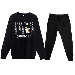 Autism Awareness Dare To Be Yourself Unicorn Dabbing Autism Meaningful Gift Premium Crewneck Sweatsuit Set