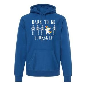 Autism Awareness Dare To Be Yourself Unicorn Dabbing Autism Meaningful Gift Premium Hoodie