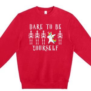 Autism Awareness Dare To Be Yourself Unicorn Dabbing Autism Meaningful Gift Premium Crewneck Sweatshirt