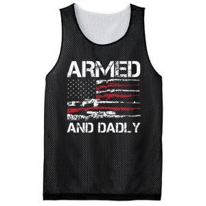 Armed And Dadly Funny Deadly Father For Fathers Day USA Flag Mesh Reversible Basketball Jersey Tank