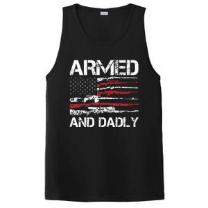 Armed And Dadly Funny Deadly Father For Fathers Day USA Flag PosiCharge Competitor Tank