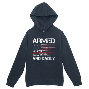 Armed And Dadly Funny Deadly Father For Fathers Day USA Flag Urban Pullover Hoodie