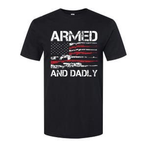 Armed And Dadly Funny Deadly Father For Fathers Day USA Flag Softstyle CVC T-Shirt