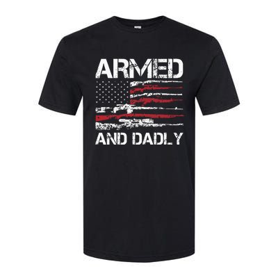 Armed And Dadly Funny Deadly Father For Fathers Day USA Flag Softstyle® CVC T-Shirt