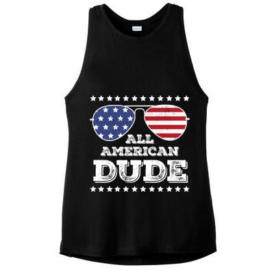 All American Dude Matching Family 4th Of July Funny Gift Ladies PosiCharge Tri-Blend Wicking Tank