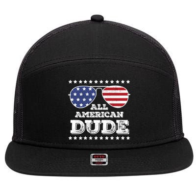 All American Dude Matching Family 4th Of July Funny Gift 7 Panel Mesh Trucker Snapback Hat