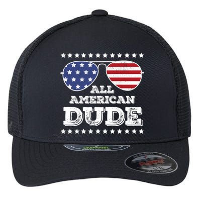 All American Dude Matching Family 4th Of July Funny Gift Flexfit Unipanel Trucker Cap